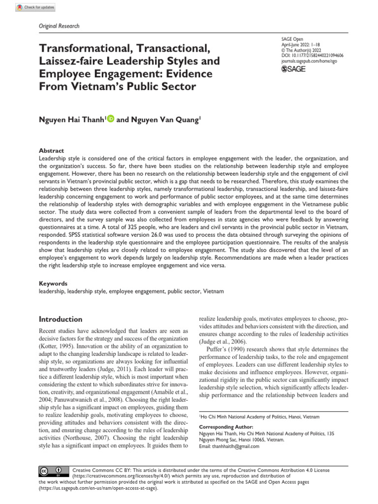 Leadership Styles and Employee Engagement | PDF | Leadership ...