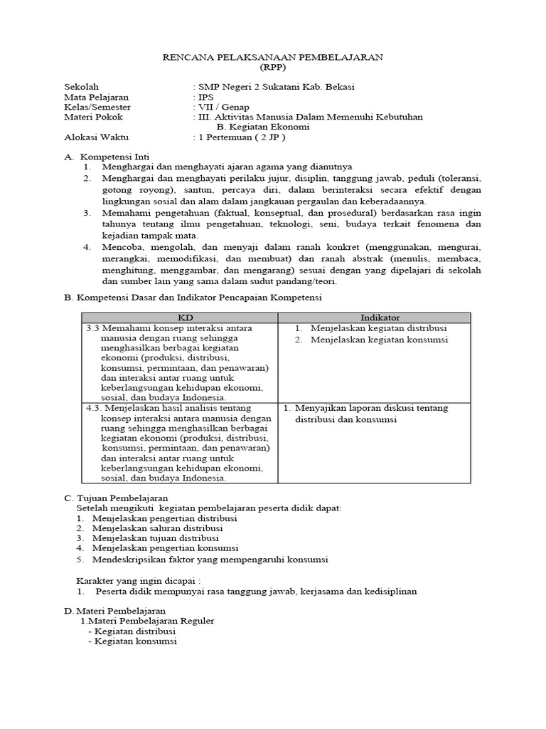 RPP ( (Doc - Pens) ) Kegiatan Ekonomi | PDF
