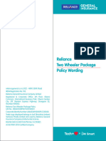 Reliance Two Wheeler Package Policy Wording
