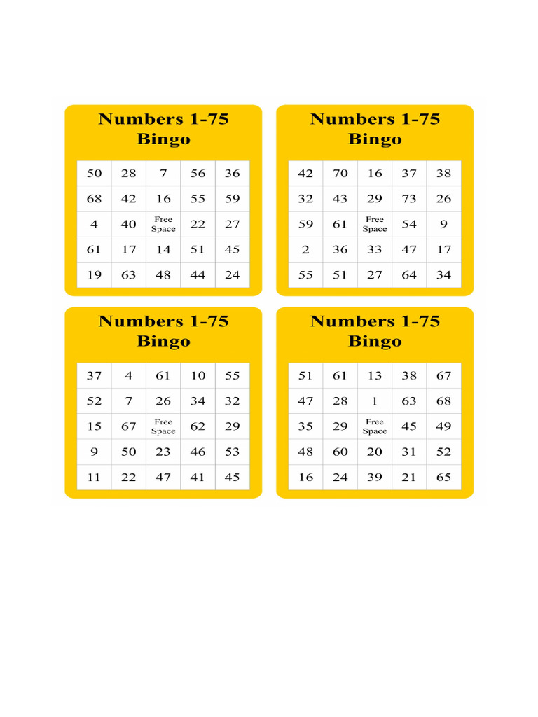 Free Printable Bingo Cards With Numbers 1 75.Jpg | PDF