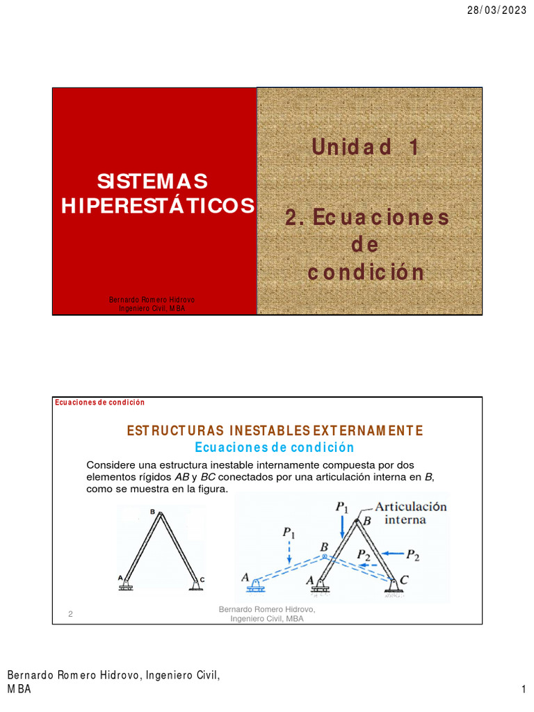 Ecuaciones de Condición en Estructuras Inestables | PDF | Ecuaciones ...