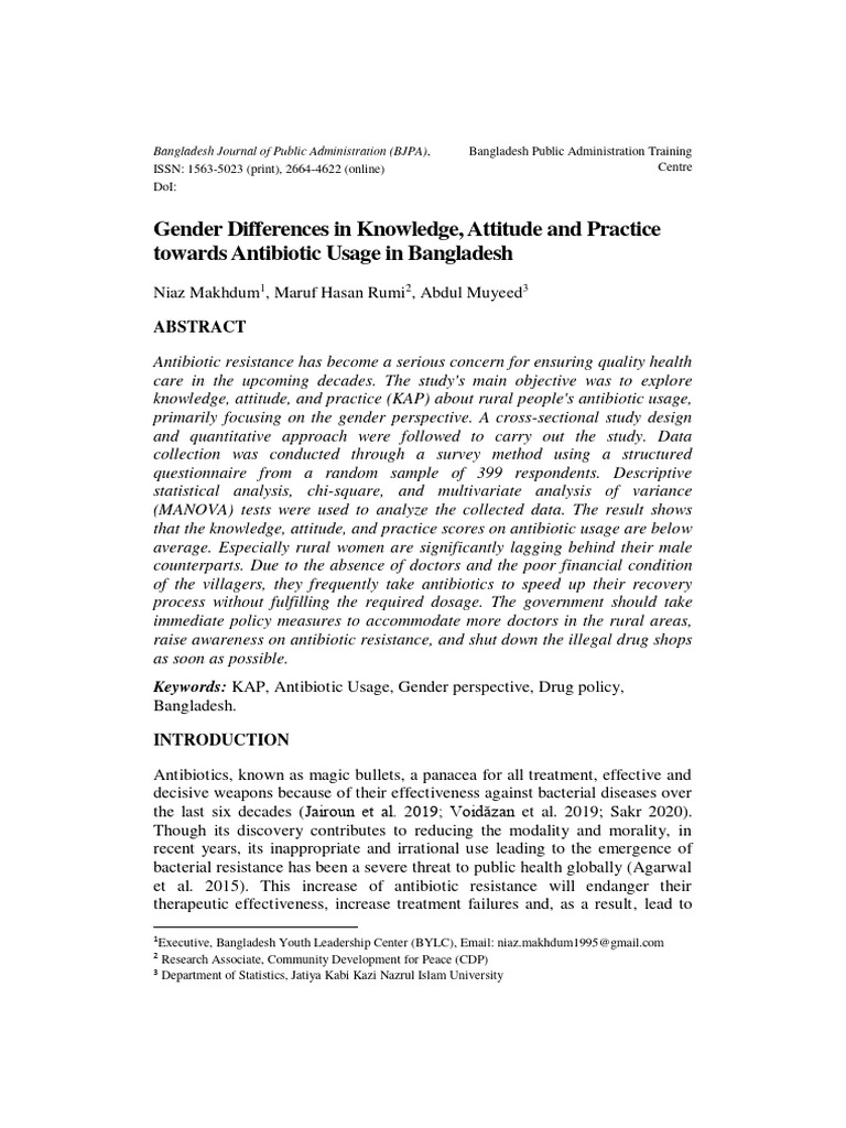 Gender Differences in Knowledge, Attitude and Practice | PDF ...