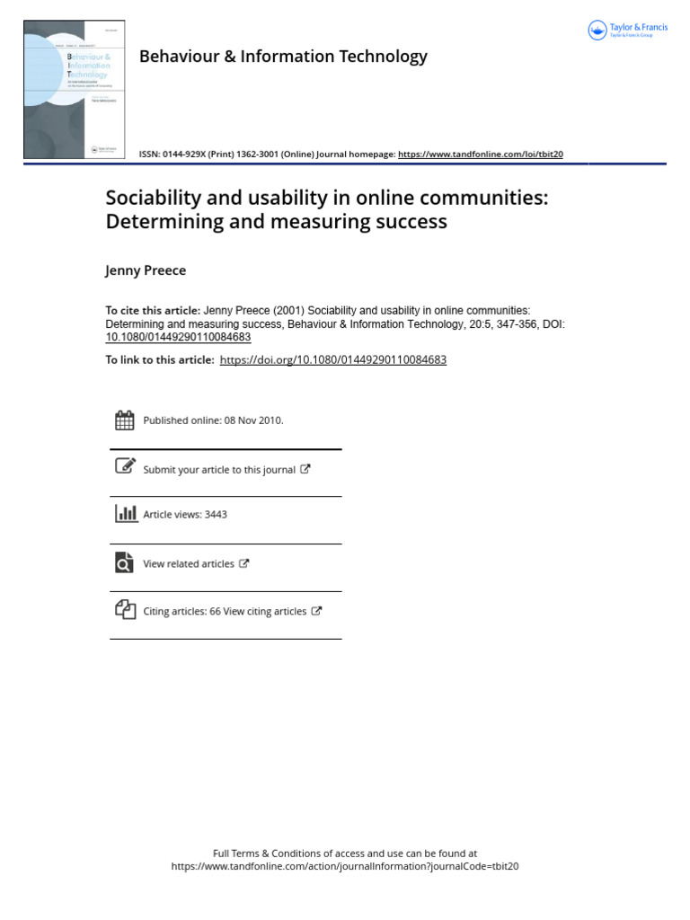 3 - Sociability and Usability in Online Communities Determining and ...