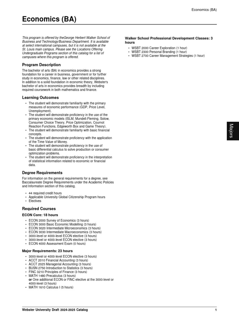 BA in Economics Program Overview | PDF | Economics | Bachelor Of Arts
