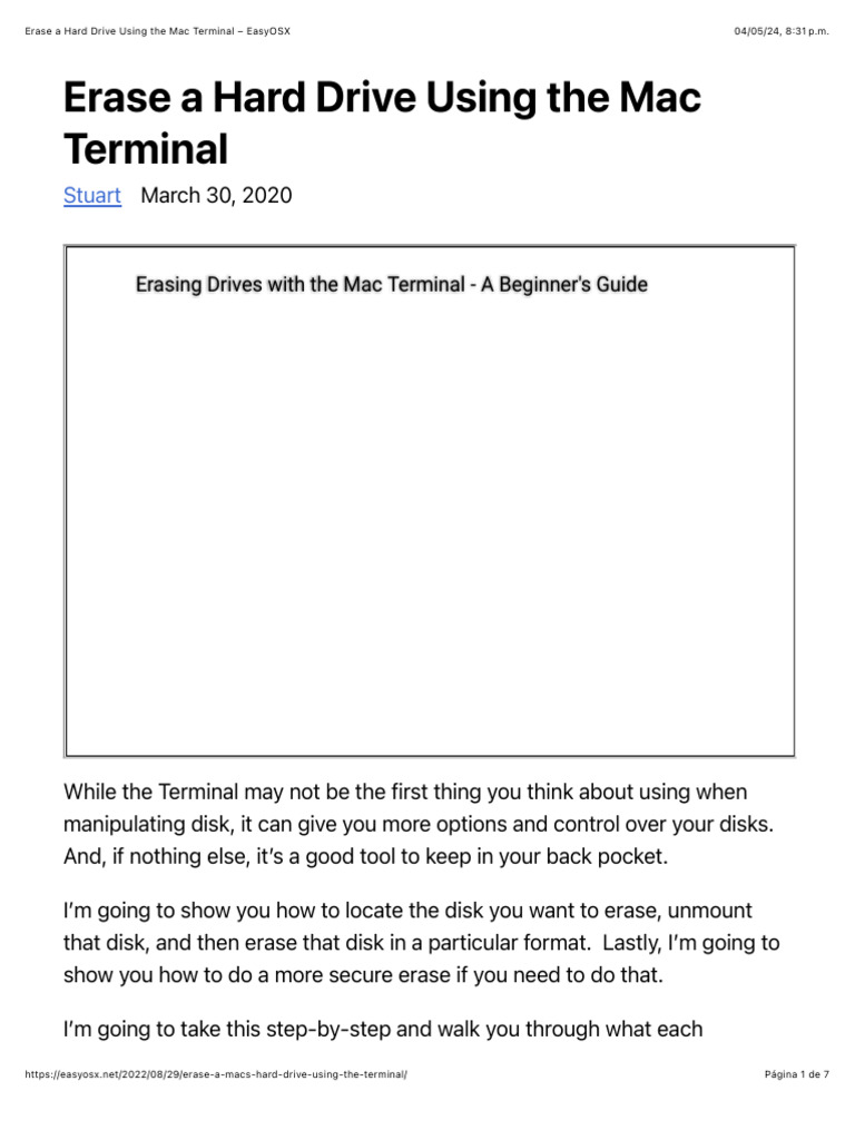 Erase a hard drive using the mac terminal easyosx download free pdf