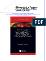 PDF Strategic Management of Research Organizations 1St Edition William Barletta Author Ebook Full Chapter