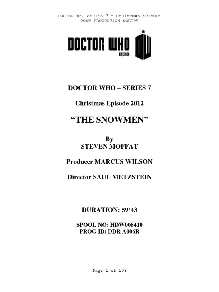 Doctor Who 7 Xmas Post Production TX Script Master | PDF | The Doctor ...