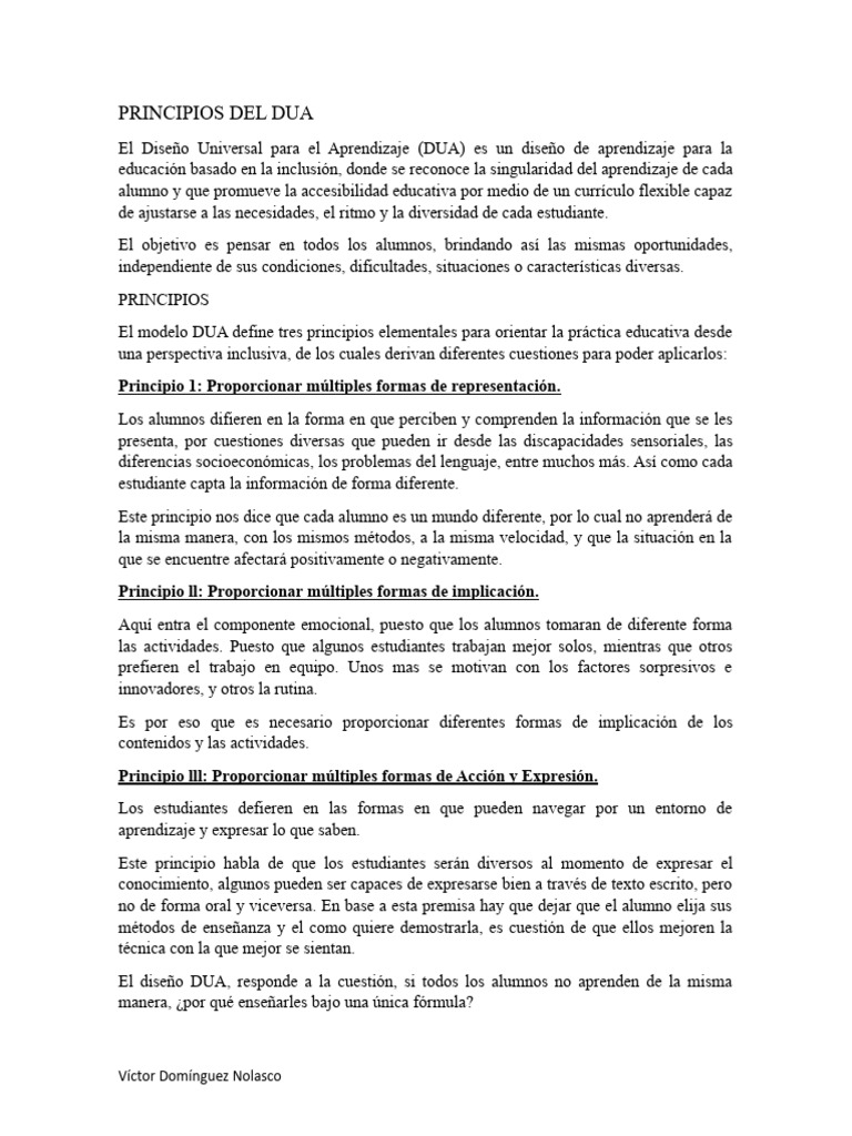 Tres Principios del DUA en Educación | PDF | Aprendizaje | Plan de estudios