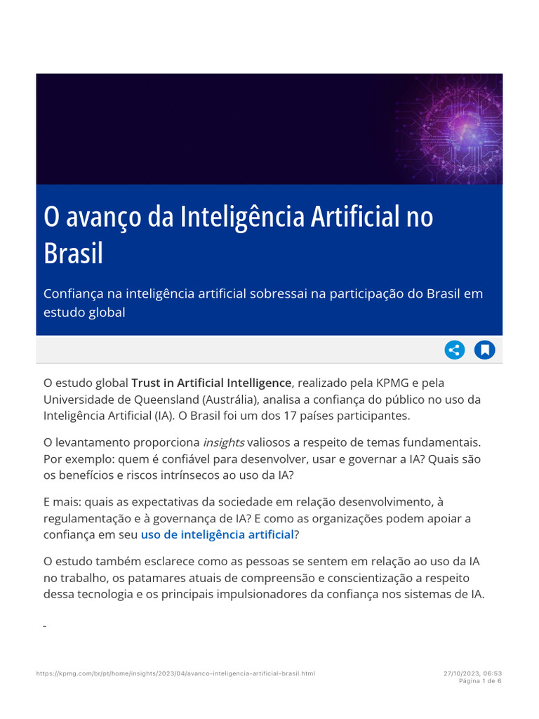 O Avanço Da Inteligência Artificial No Brasil - KPMG Brasil | PDF ...