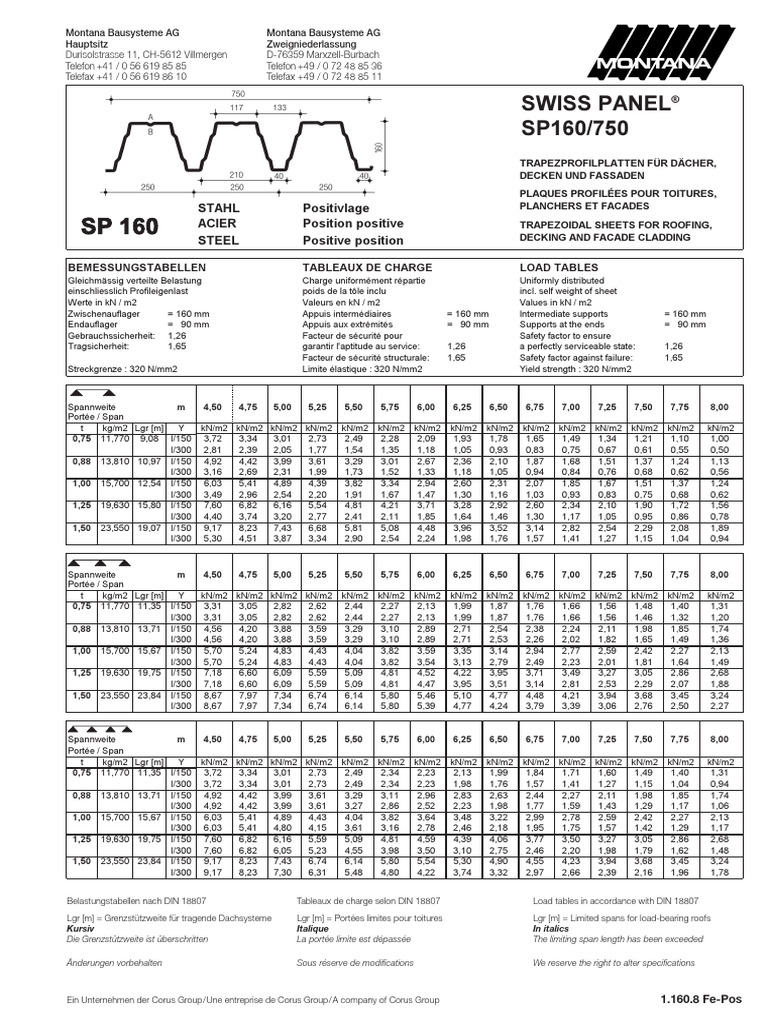 Swiss Panel SP160-750 | PDF | Technologie et ingénierie