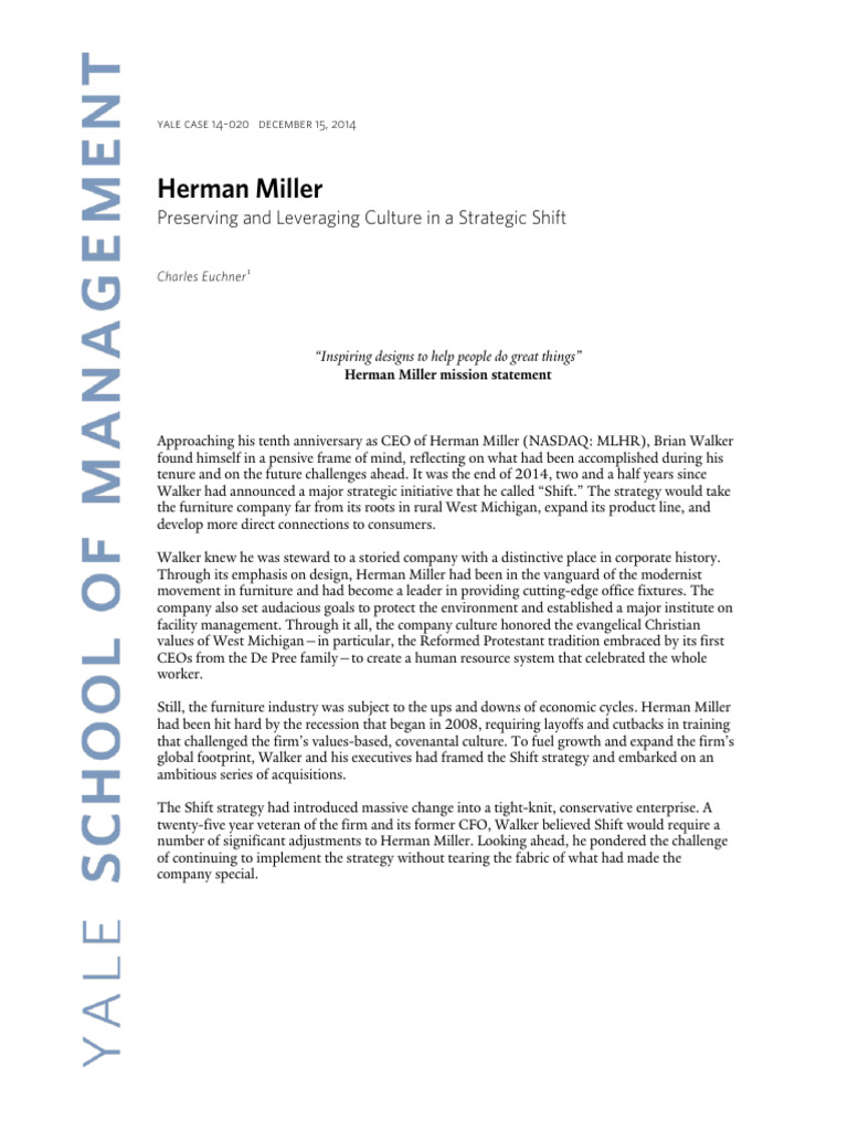 CASE EXCERPT - Herman Miller | PDF | Employment | Retail