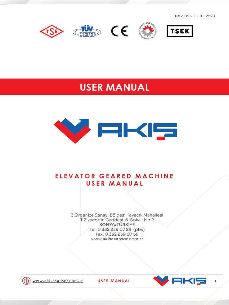 Elevator Geared Machine User Manual | PDF | Electric Motor | Elevator