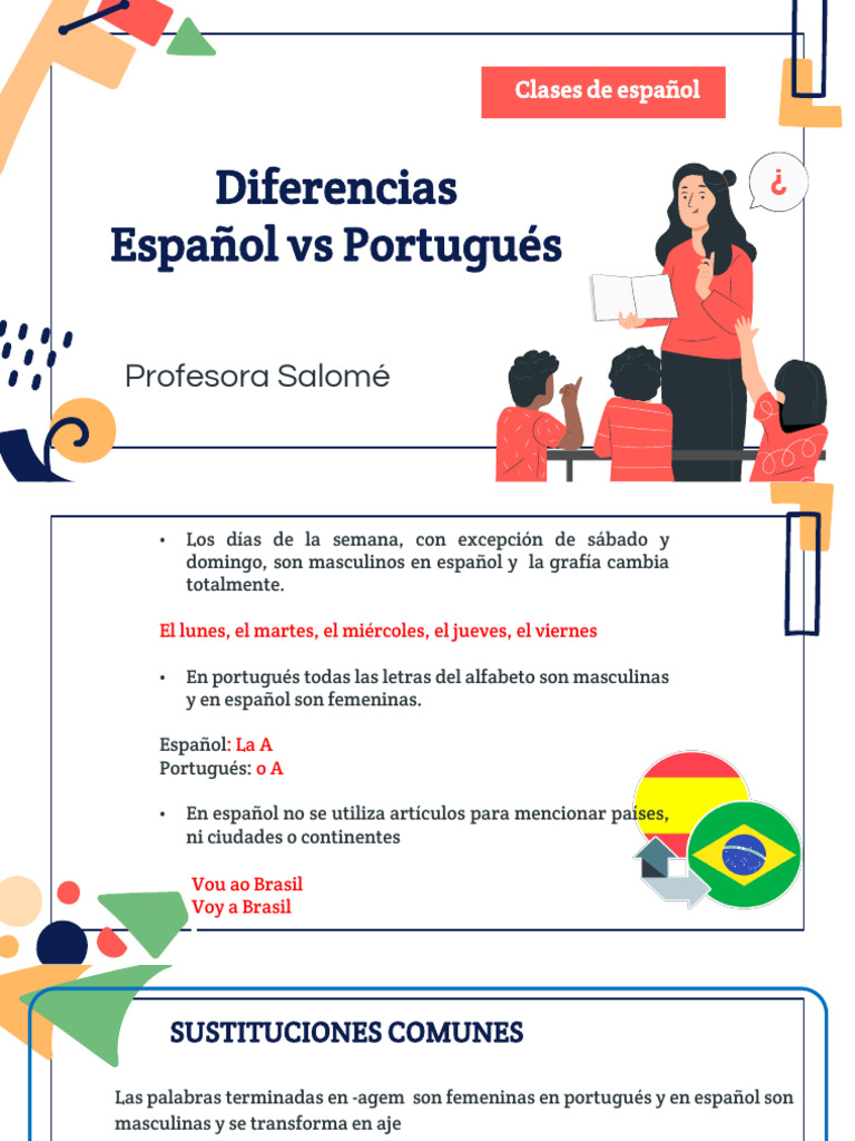 Diferencias entre portugués y español Salomé | PDF | Lenguas de Europa ...