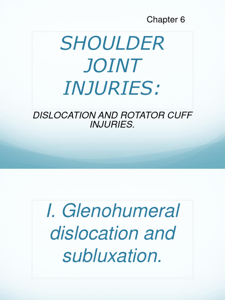 Shoulder Joint Injuries Overview | PDF | Anatomical Terms Of Motion ...