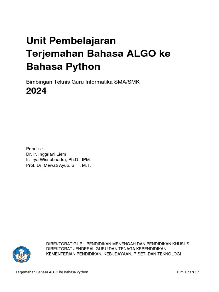 Terjemahan ALGO ke Python untuk Guru | PDF