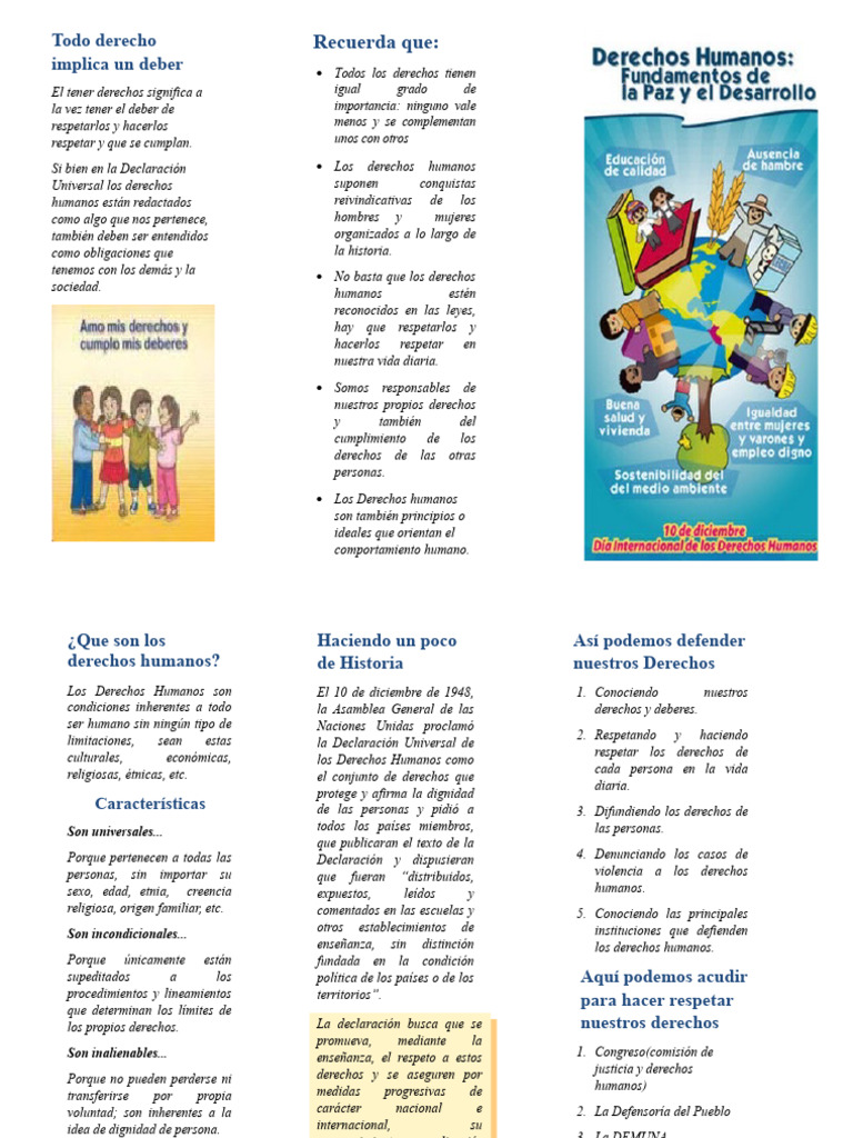 Triptico de Derechos Humanos 6 | PDF | Derechos humanos | Humano