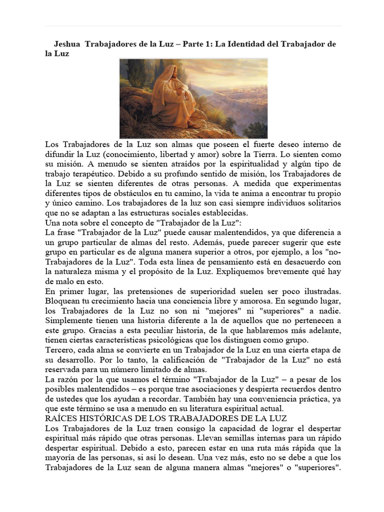 Identidad y características de los Trabajadores de la Luz | PDF | Alma ...