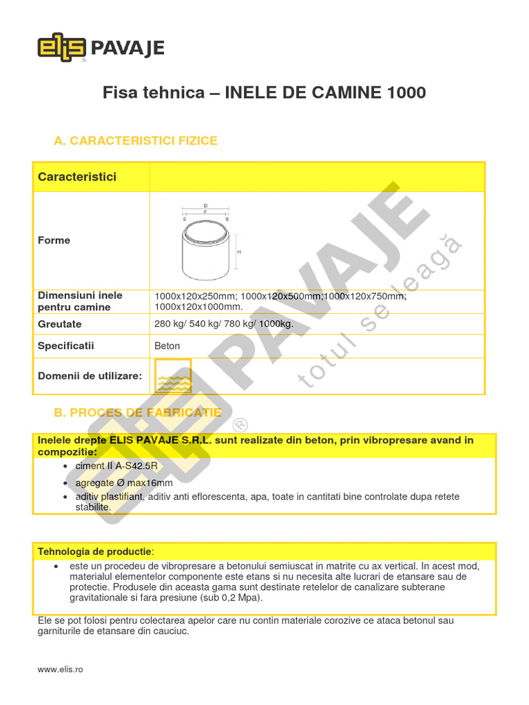 Fisa Tehnica Inele Camine | PDF