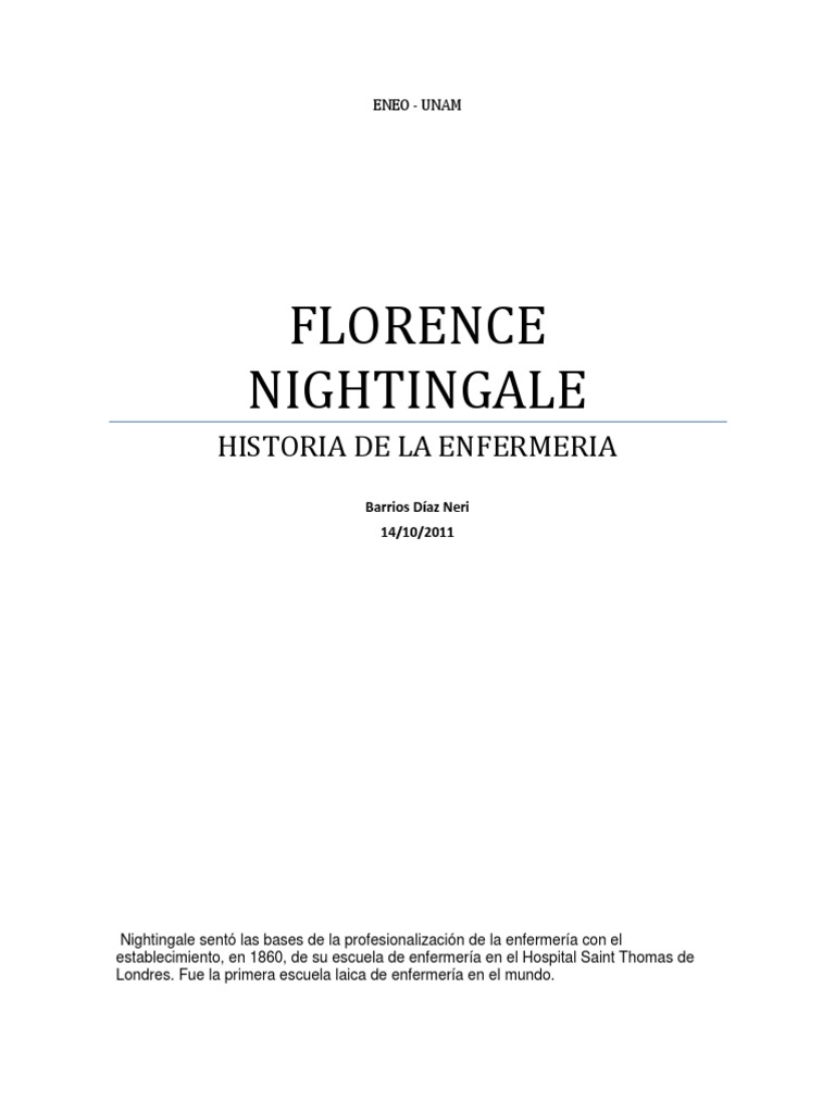Florence Nightingale Historia De La Enfermeria