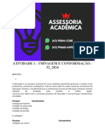 Atividade 1 - Usinagem e Conformação - 52 2024