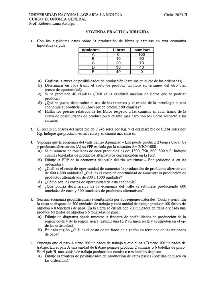 2da Practica Dirigida | PDF | Economias