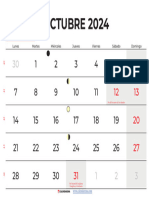 Calendario Octubre 2024 Chile