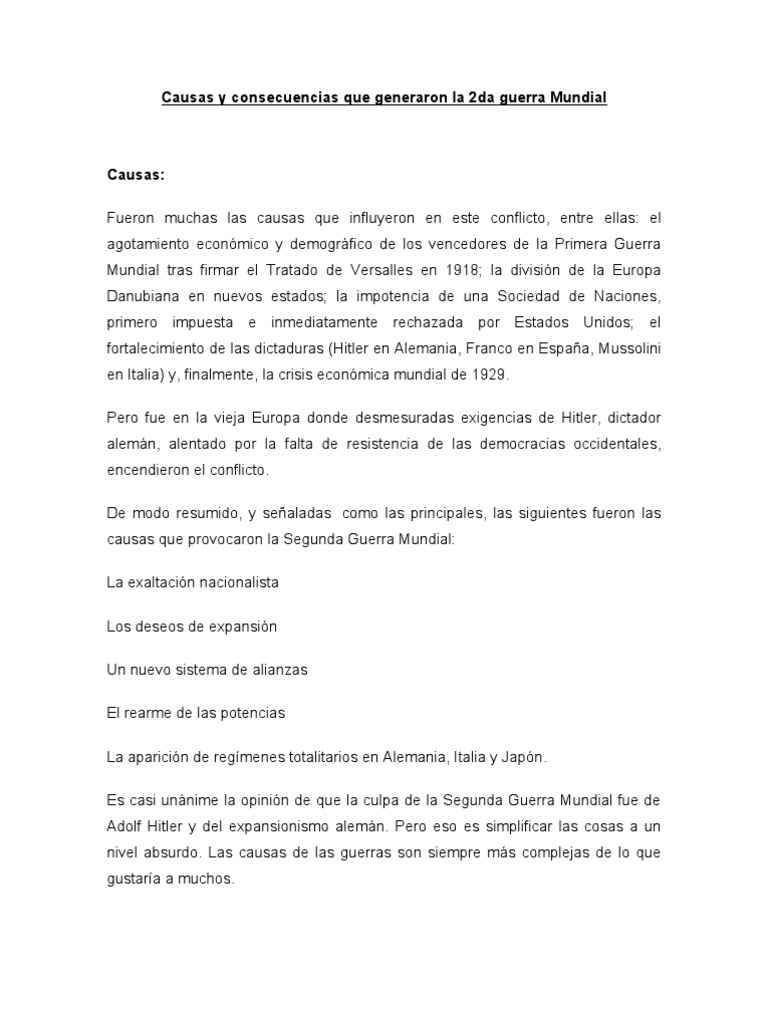 Causas y consecuencias de la 2ª Guerra Mundial | PDF | Unión Soviética ...