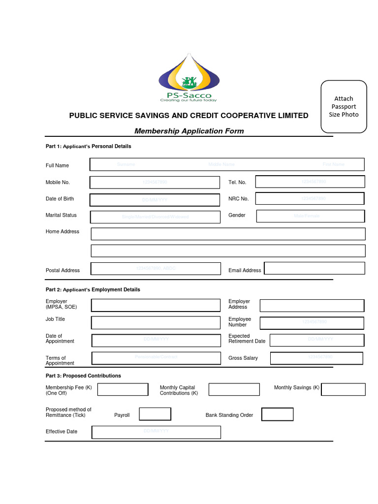 Public Service SACCO Membership Form | PDF | Payroll | Employment