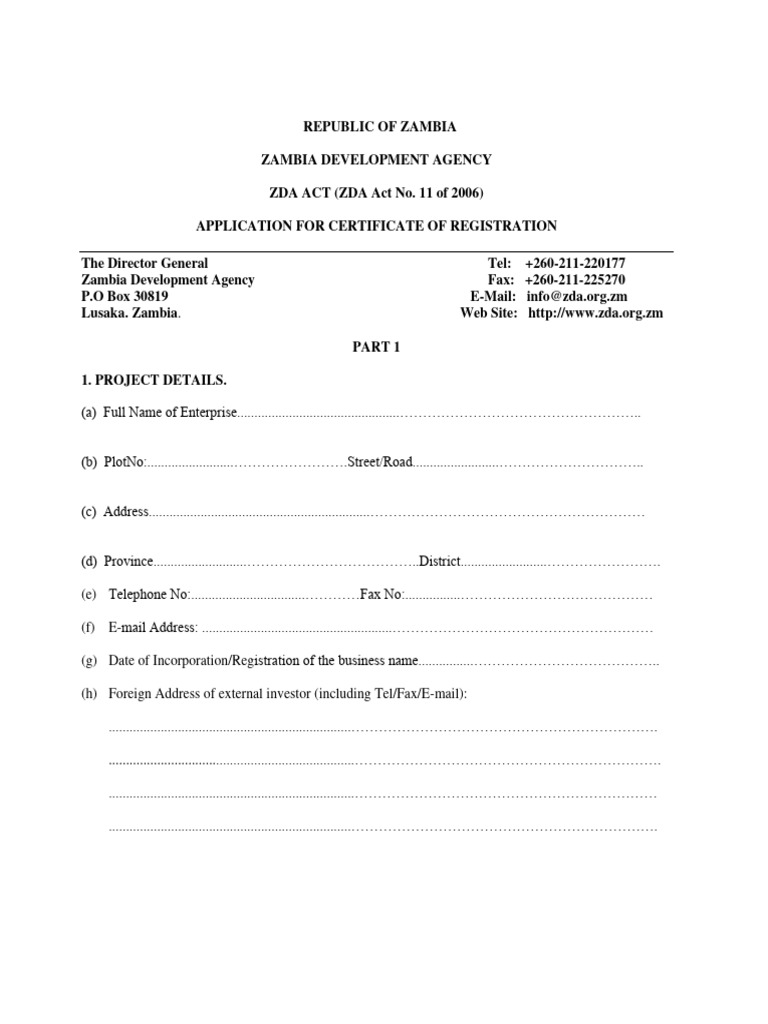 Application Form For Certificate of Registration | PDF | Joint Venture ...