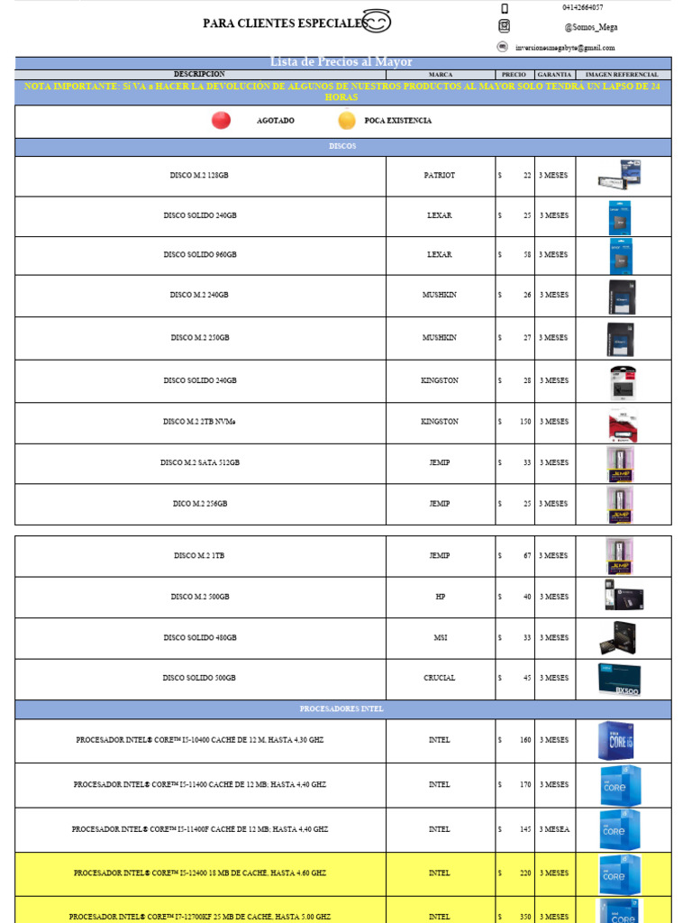 Lista de Precios Especiales 08-02 | PDF | Hardware de la computadora ...