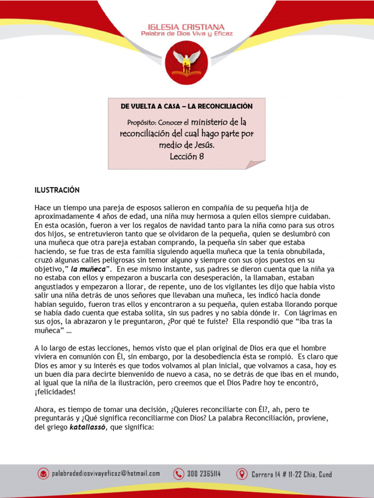 Lección 8 de Vuelta A Casa - La Reconciliación | PDF | Cristo (título ...