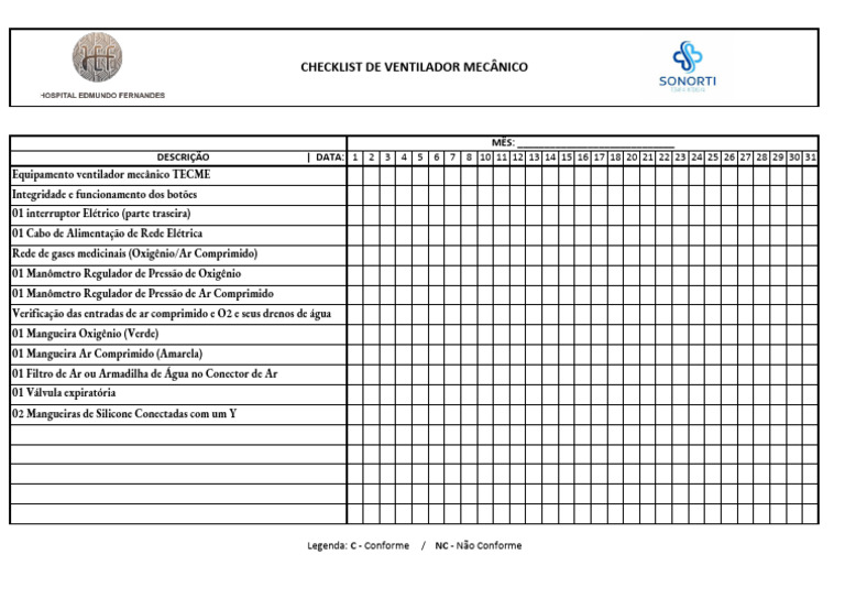 CHECKLIST VENTILADOR MECÂNICO | PDF