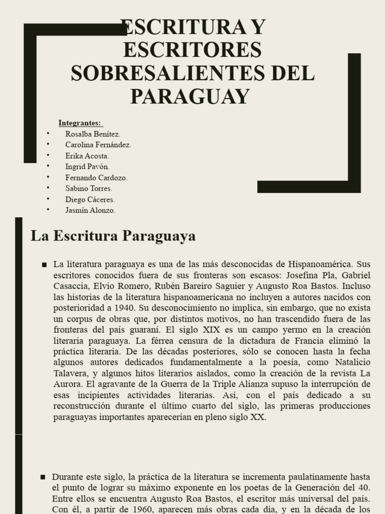 Literatura y Escritores de Paraguay | PDF | Paraguay