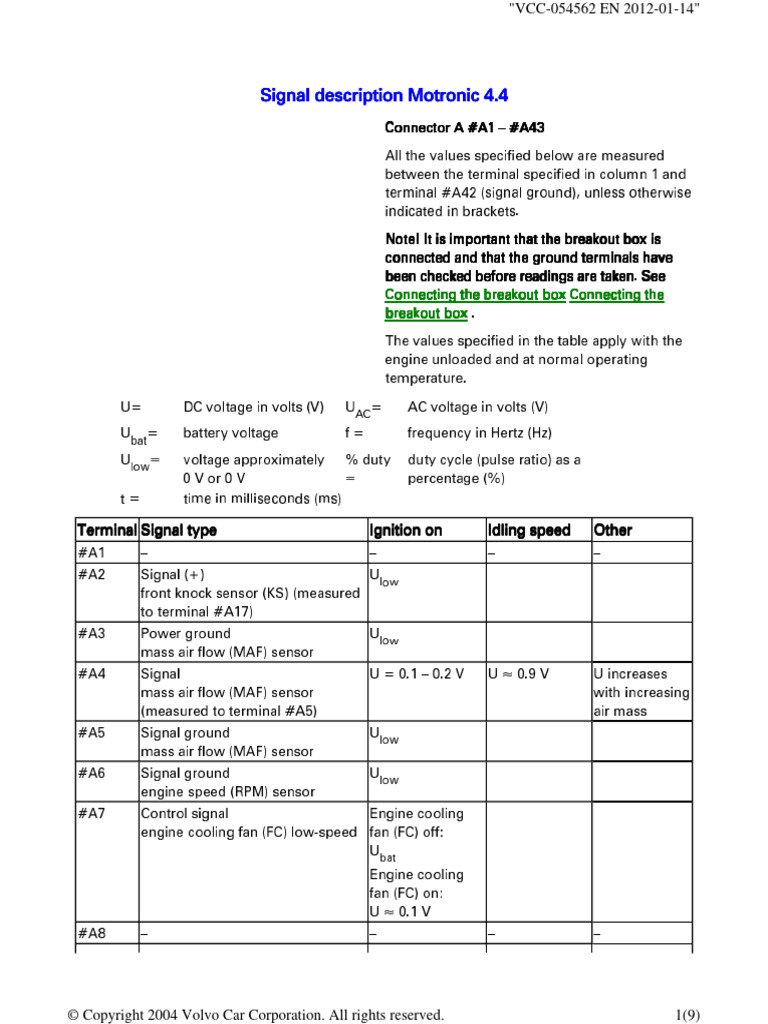98 v70 Signal Description | PDF | Electrical Engineering | Electricity