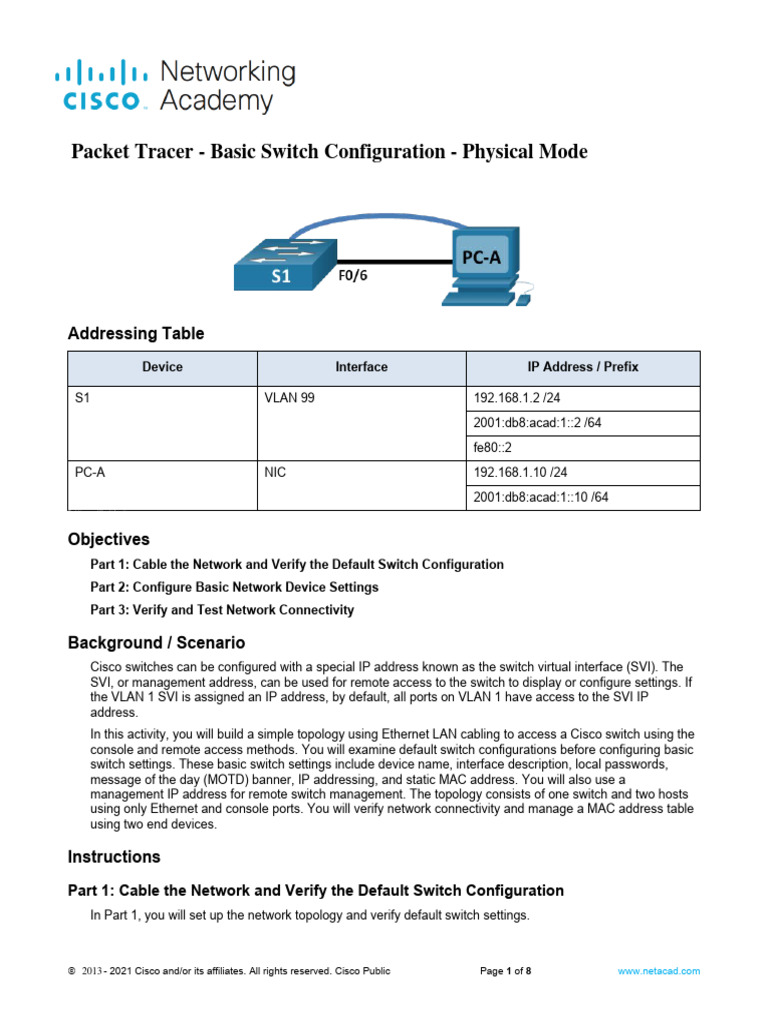 Basic Cisco Switch Configuration Guide | PDF | Ip Address | Network Switch