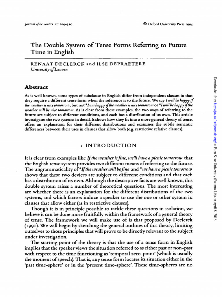Double Tense System in English Future | PDF | Grammatical Tense | Clause