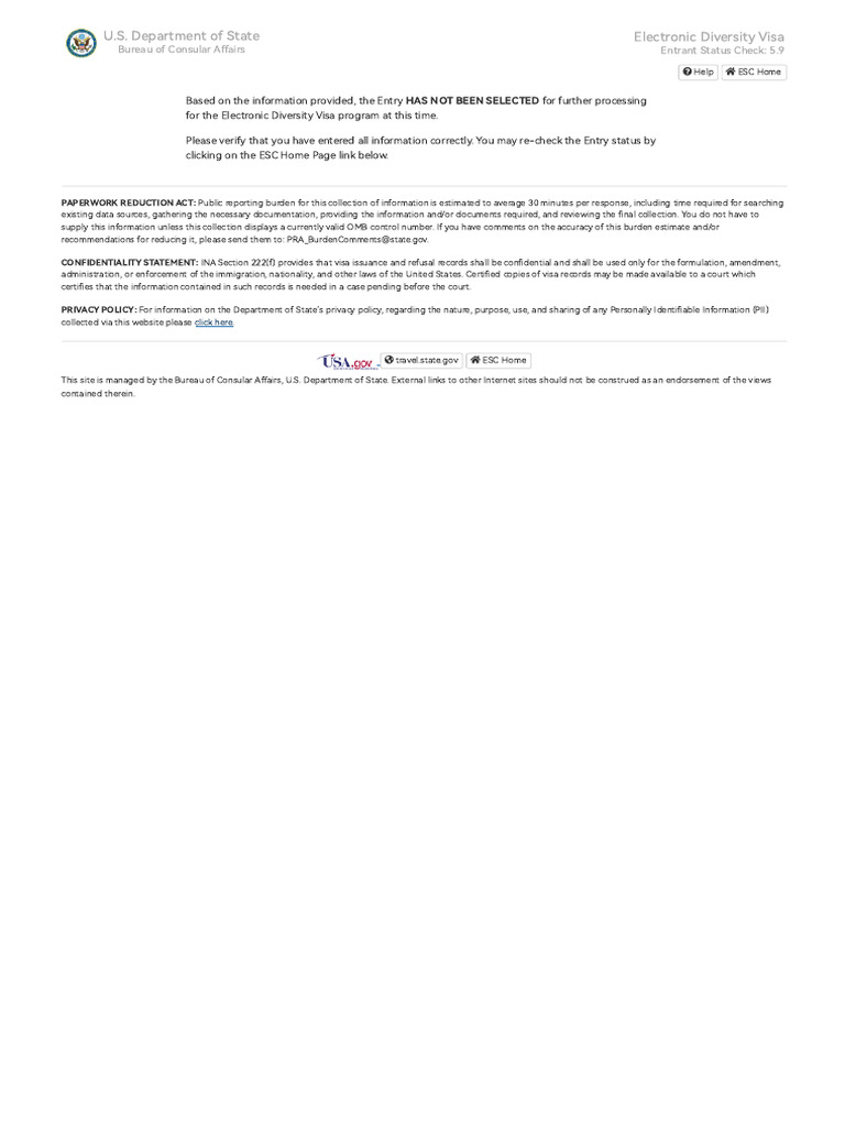 Entrant status check web site pdf travel visa