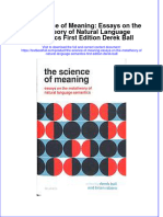 The Science of Meaning: Essays On The Metatheory of Natural Language Semantics First Edition Derek Ball