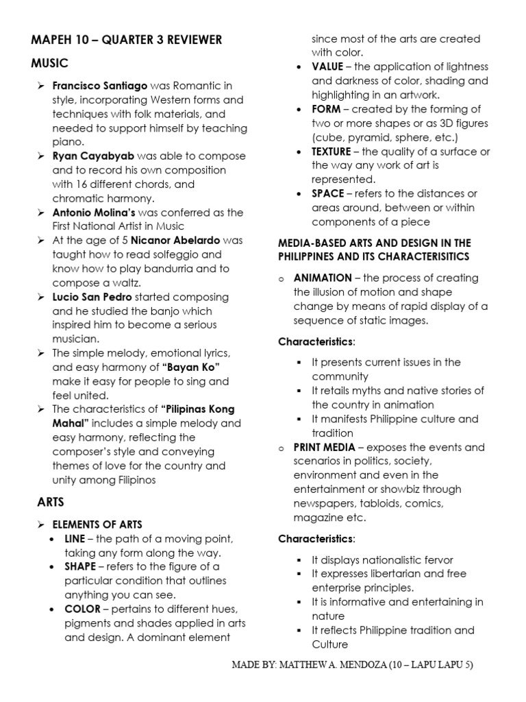 MAPEH 10 Quarter 3 Review Guide | PDF | World Health Organization