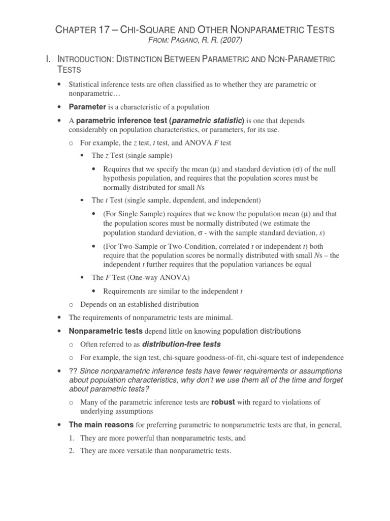 Chi and Other Parametric | PDF | Student's T Test | Chi Squared Test