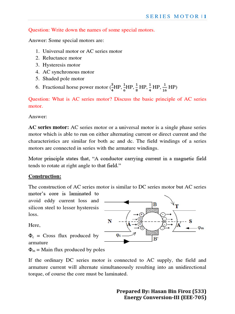 Overview of AC Series Motors and Applications | PDF | Electric Motor ...