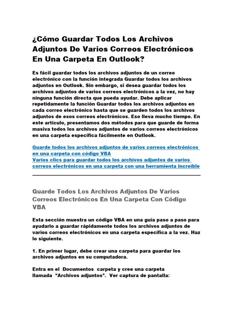 Guardar Archivos Adjuntos en Outlook | PDF | Archivo de computadora ...