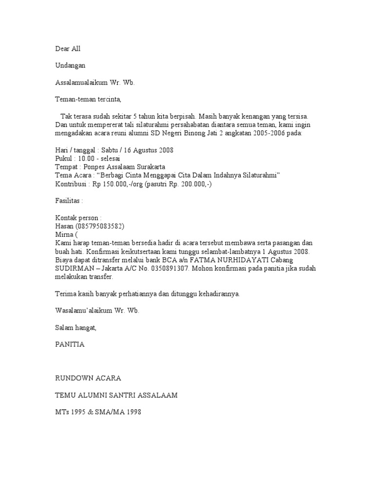 Contoh Surat Undangan Reuni Pdf
