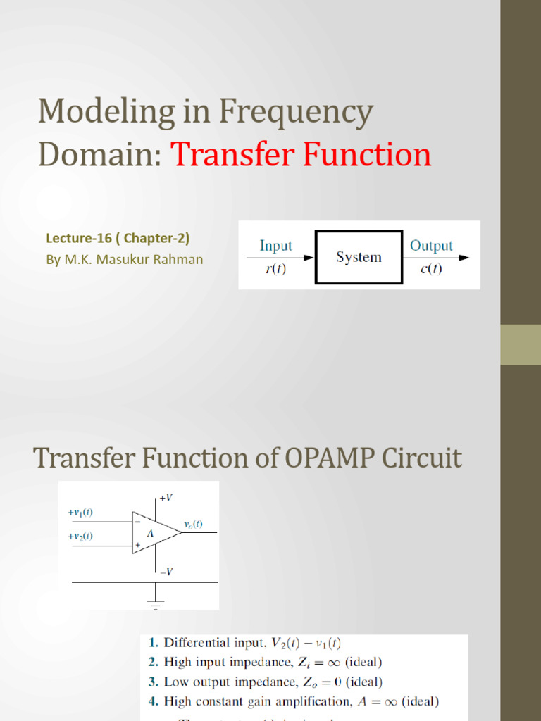 Transfer Function Modeling Techniques | PDF | Operational Amplifier ...
