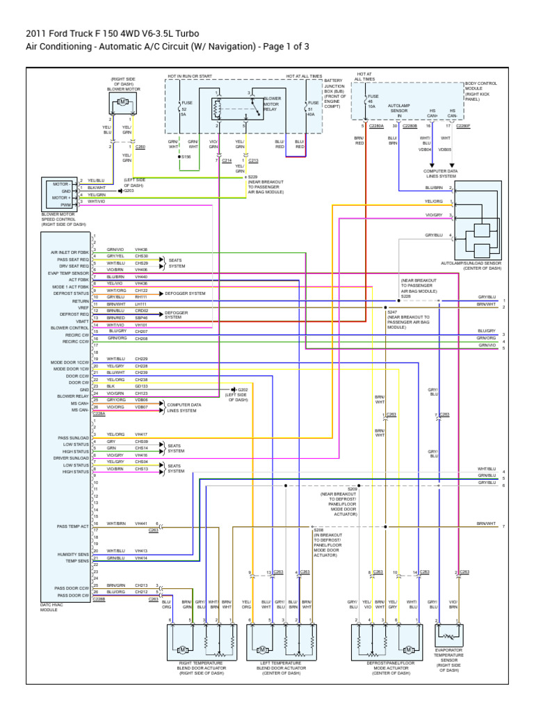 2011 Ford F150 HVAC Wiring Diagram PDF Ford F Series