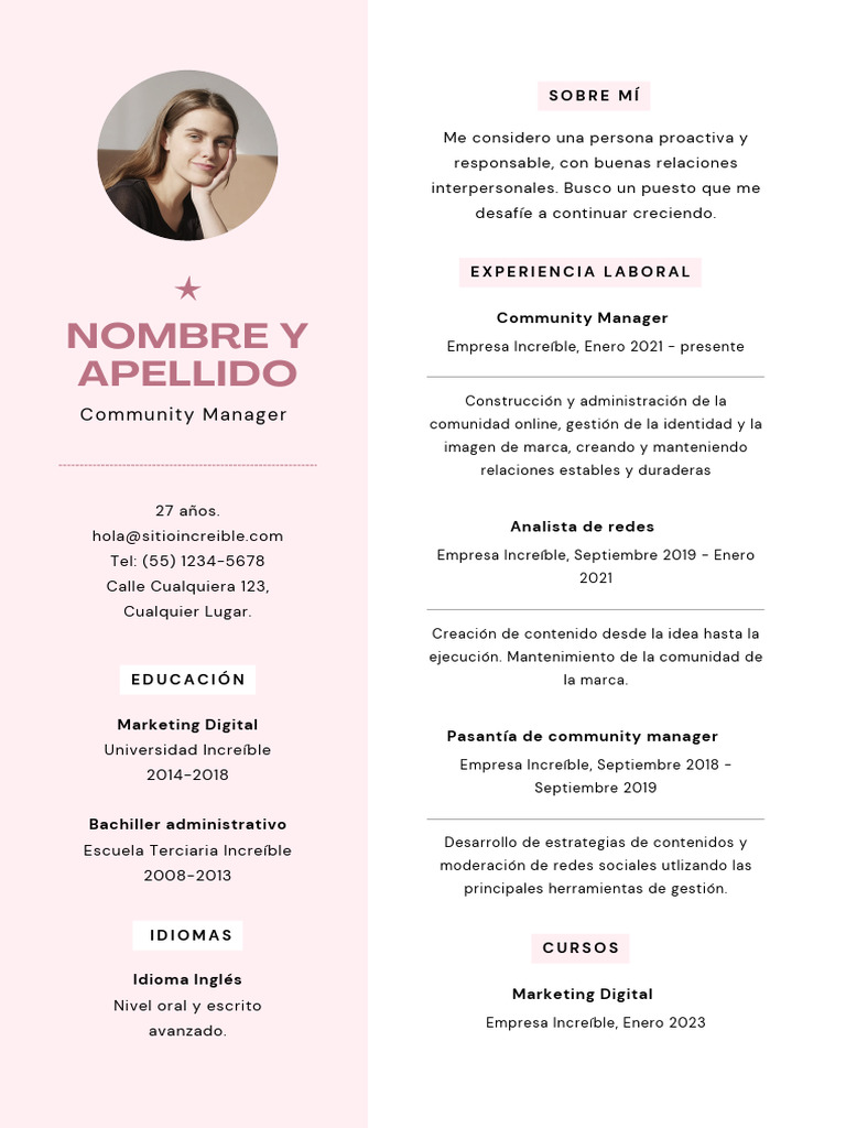 CV Community Manager Formato | PDF