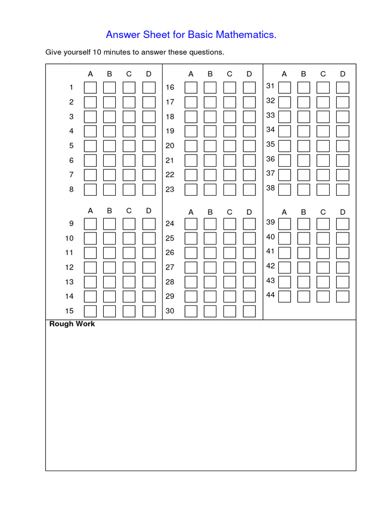 Practice Test For Basic Maths Pdf Mathematics Area