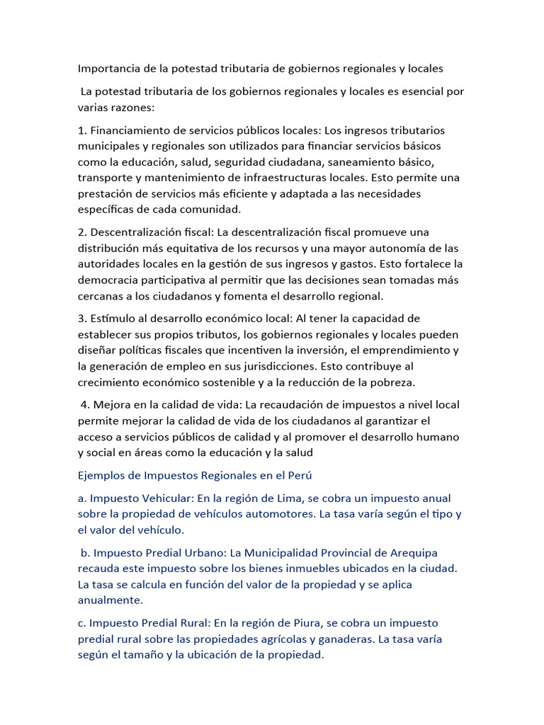 Potestad Tributaria Local en Perú | PDF | Impuestos | Economias