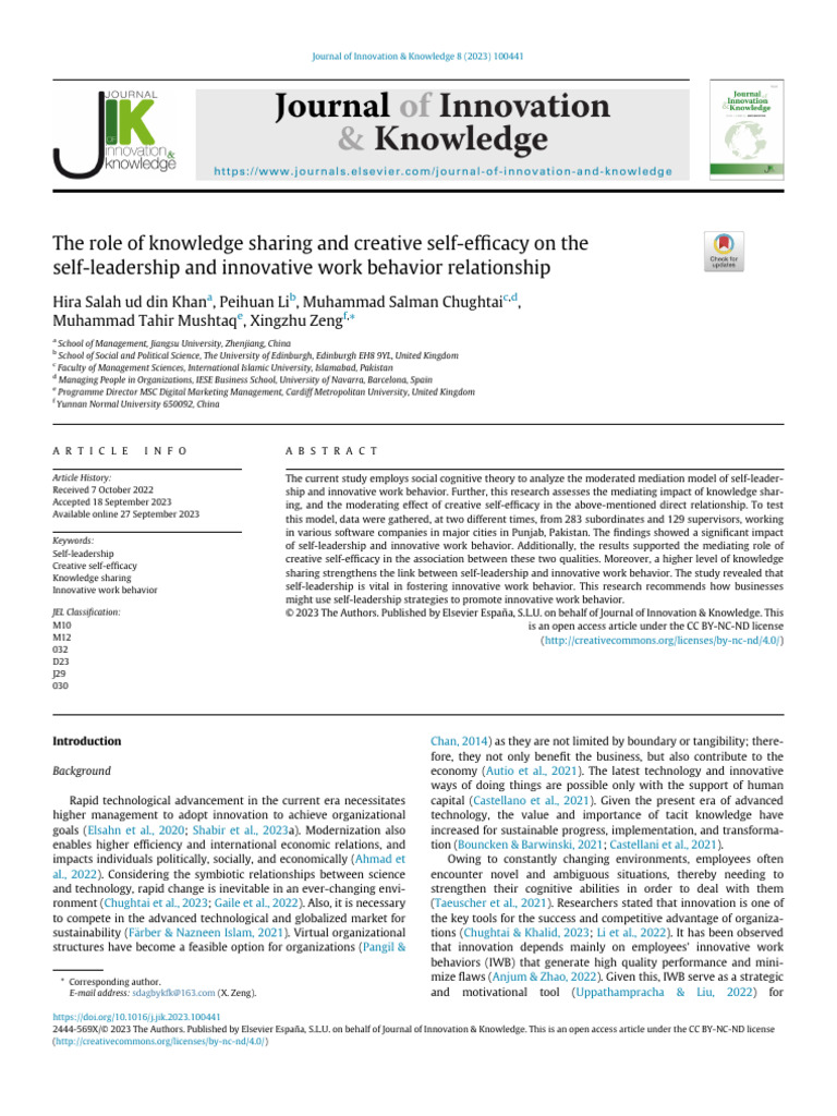 1 s2.0 S2444569X23001361 Main | PDF | Self Efficacy | Innovation