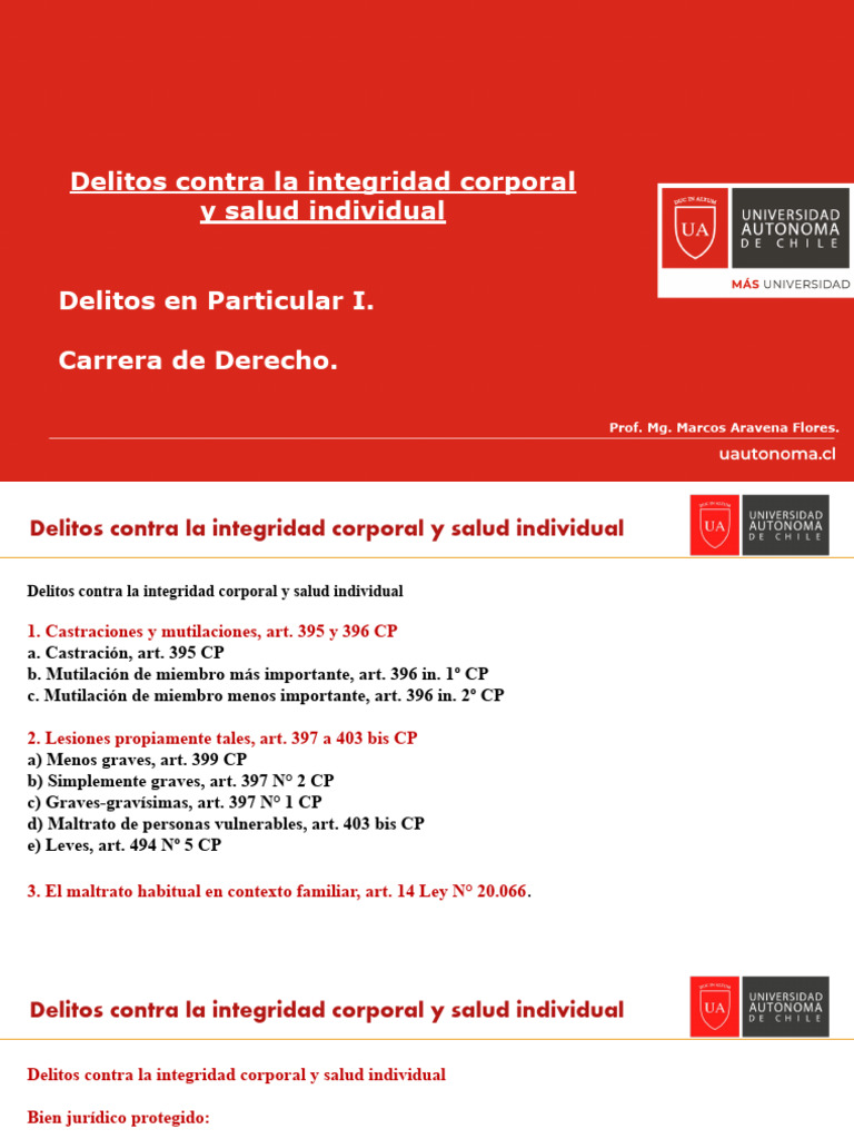 2 Delitos Contra La Integridad Corporal y Salud Individual | PDF ...